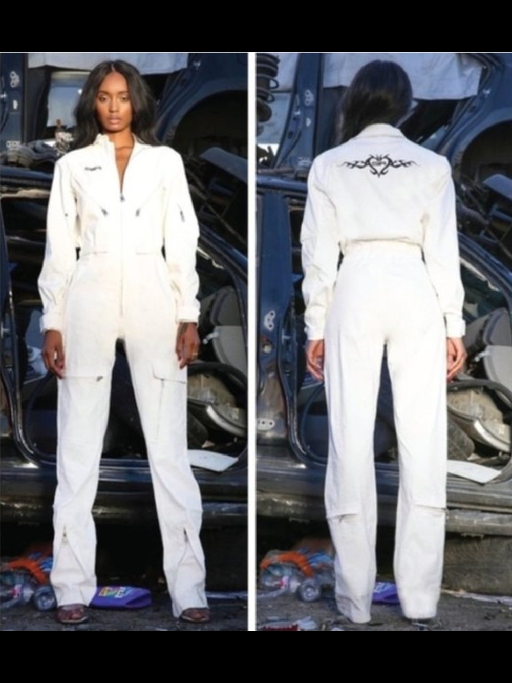I.AM.GIA NWT White Women's Utility Jumpsuit  Modern Workwear Style Size Small